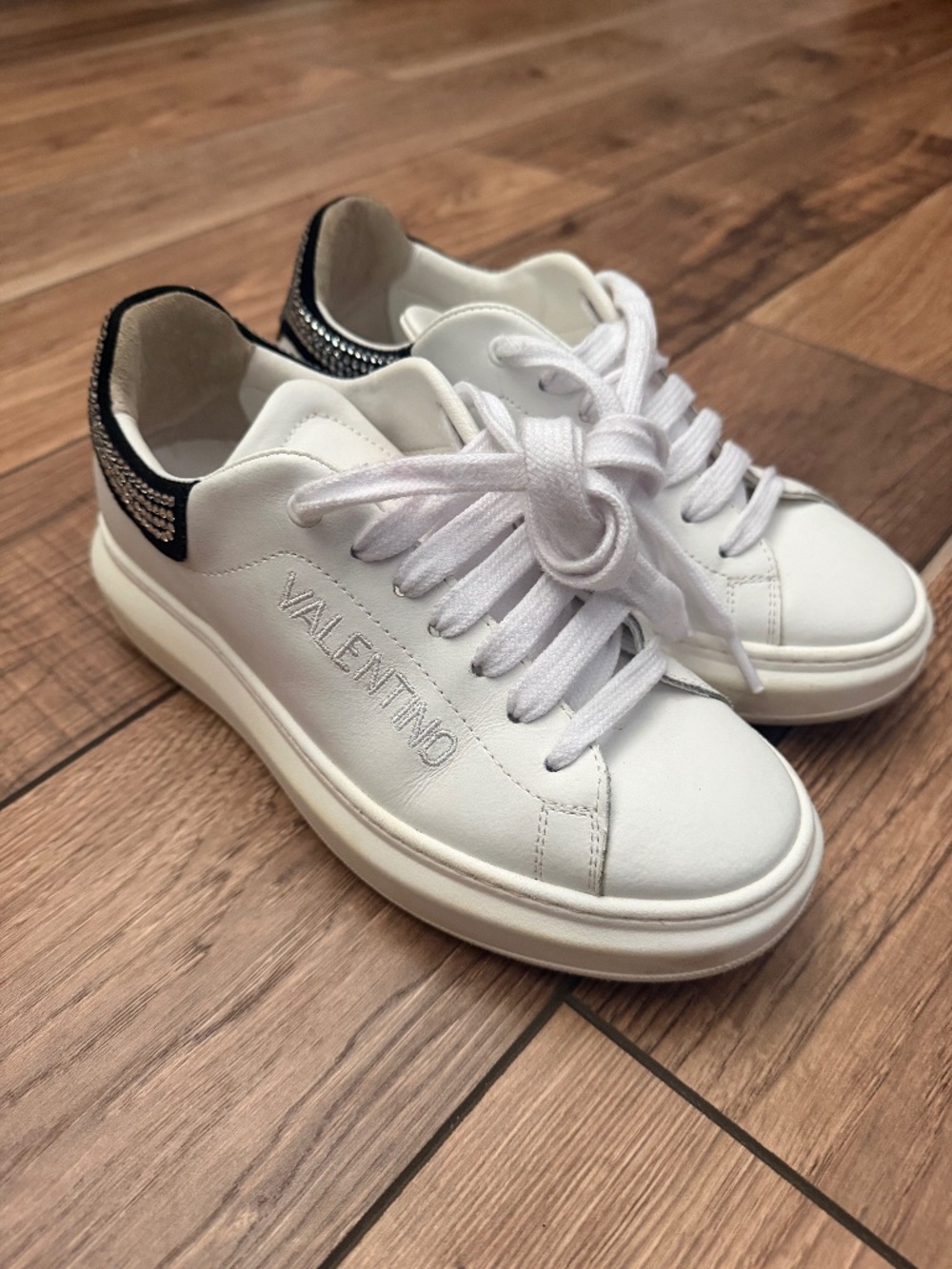 Valentino White Embellished Sneakers